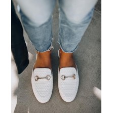 Noteworthy Woven Loafer Mule - White