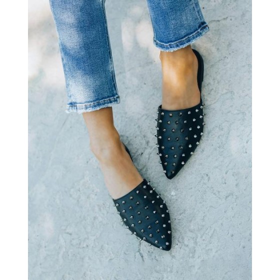 Amina Faux Leather Spiked Mule