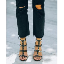 Roxy Studded Strappy Heeled Sandal - Black