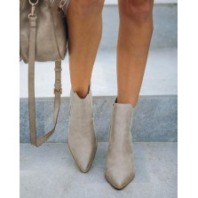 Carmel Faux Leather Heeled Bootie - Taupe